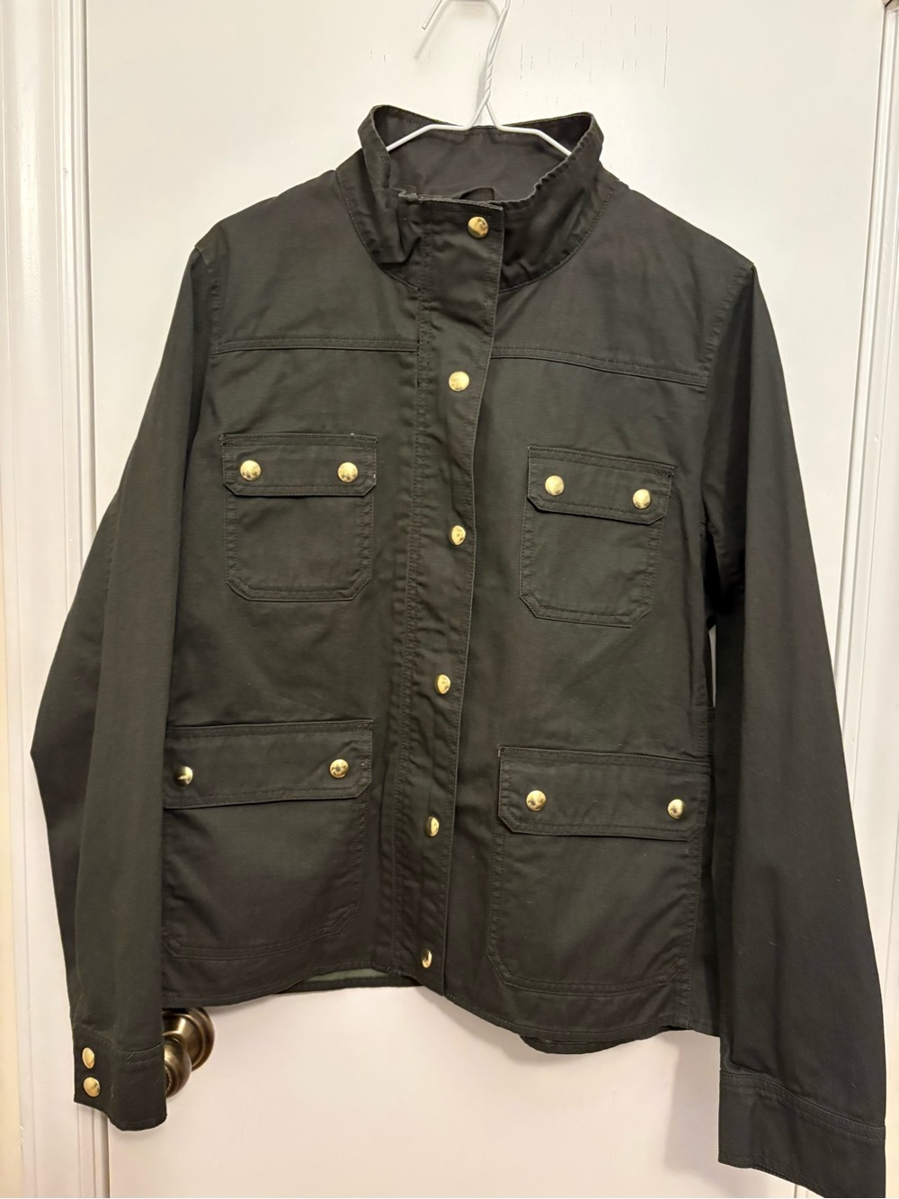J. Crew Women’s Dark Olive Utility Jacket with Gold Buttons NWT